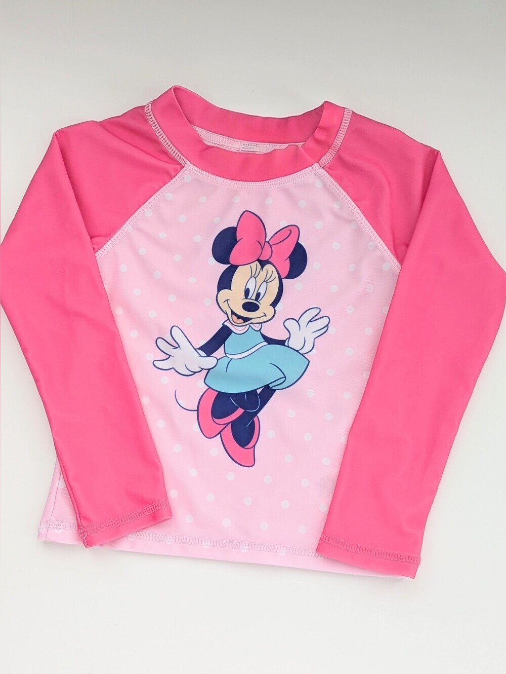 NWOT Kids' (4T) Disney Minnie Mouse Pink Long-Sleeve Rash Guard/Swim Top